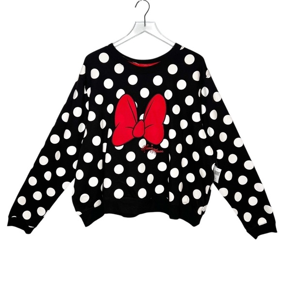 NEW Disney Minnie Mouse Cropped Polka Dot Pullover Crew Women’s Sweatshirt Sz 3X - Picture 1 of 13
